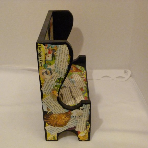 Handmade Decoupage Wood Doll Bench Miniature Display Bench Furniture Decor - Picture 8 of 10
